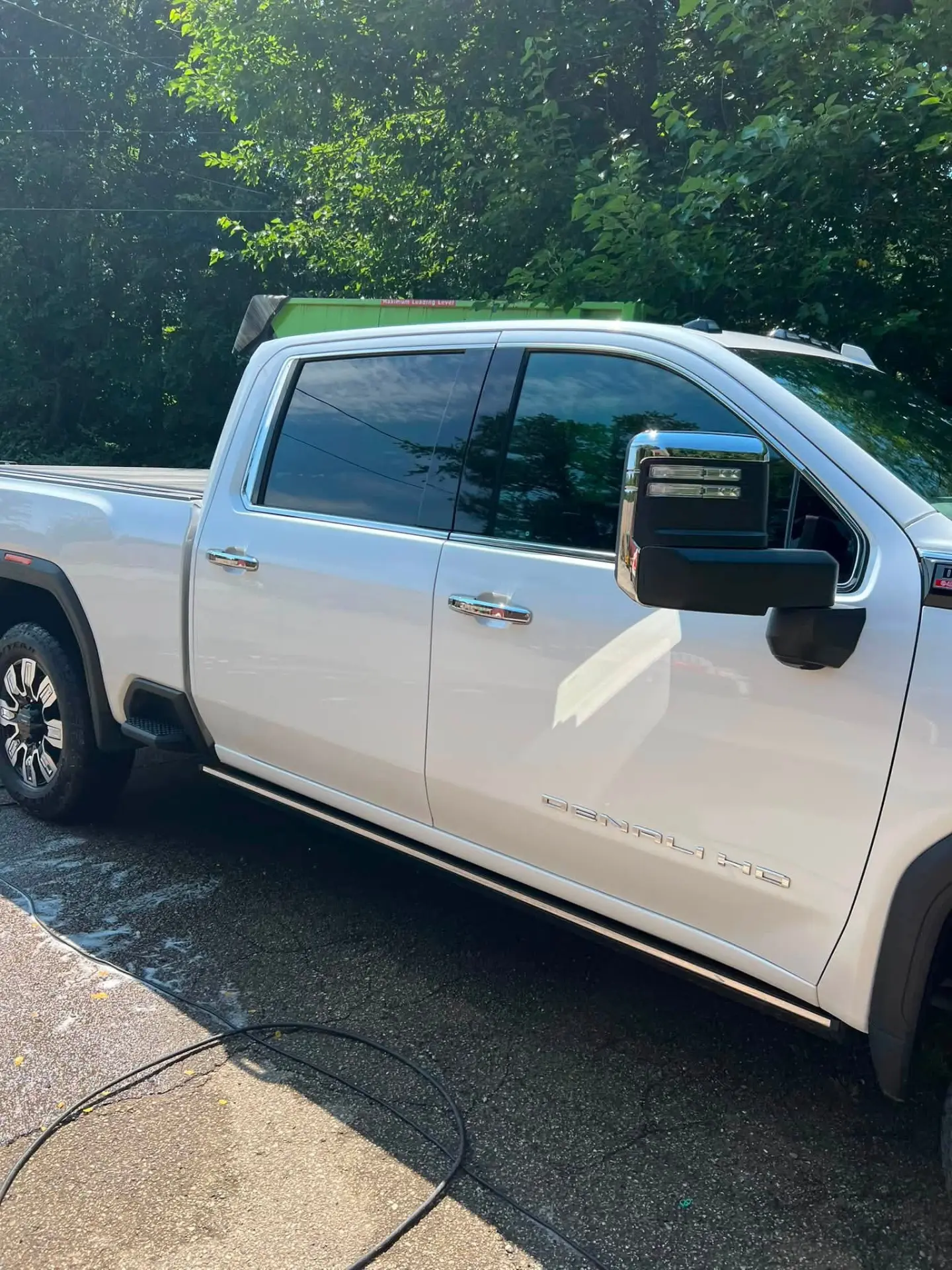 Gloss-locked door panels and chrome trim after detailing